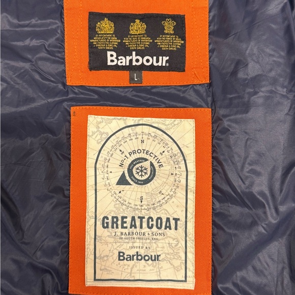 Barbour Navy Quilted Jacket with Yellow Accents - Picture 5 of 5